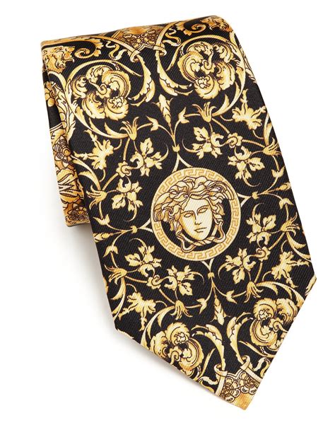 versace tie with gold tiger|Men's Designer Scarves & Ties .